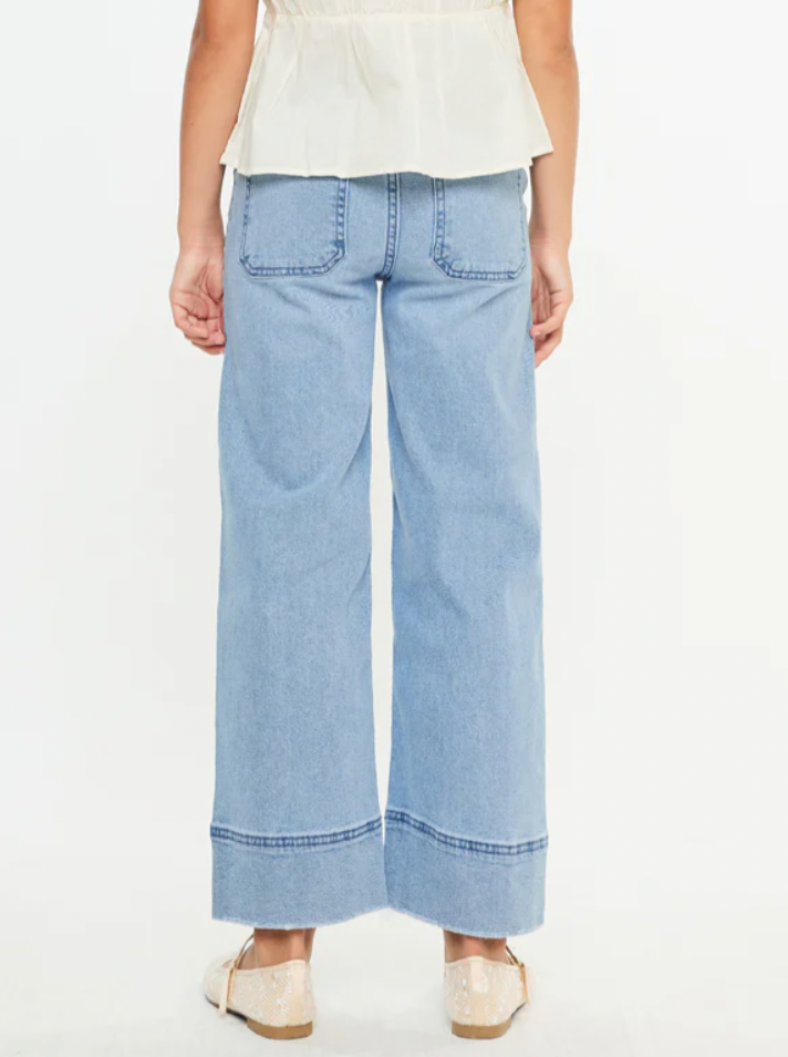 Kancan Girls 5-16 High Rise Cropped Wide Leg Jean