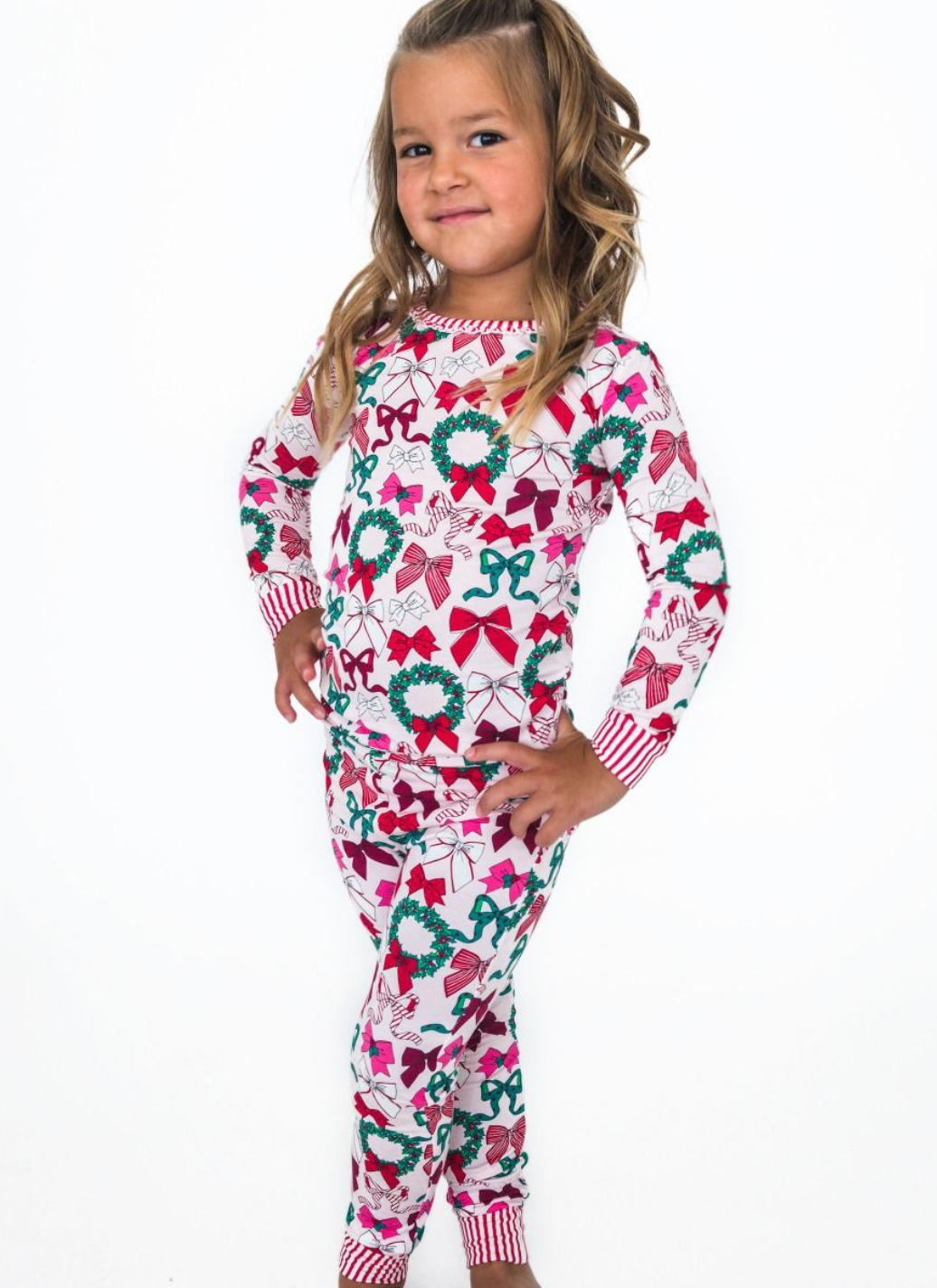 Ruffle Butts Holly Bows L/S PJ Set