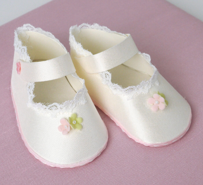 Baby Memory Book In Shantung With Baby Shoes