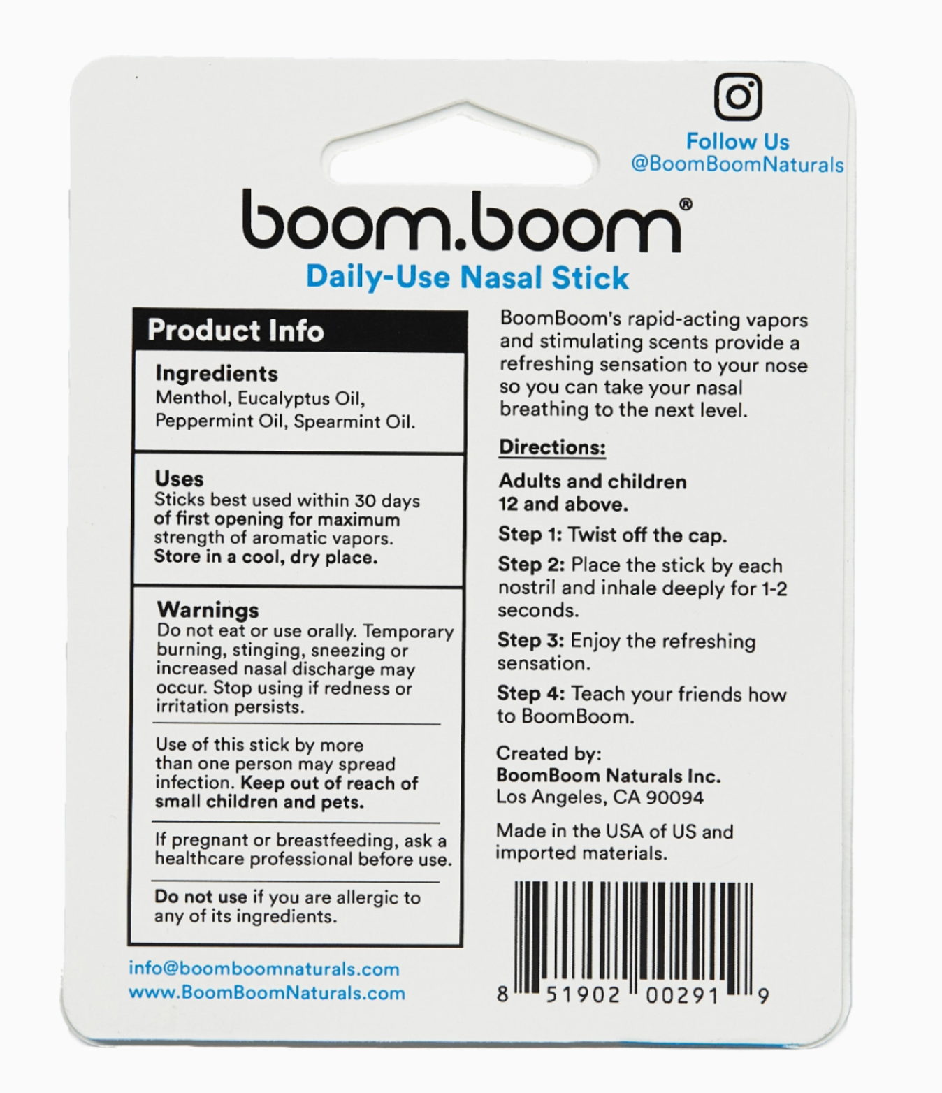 Boom Boom Nasal Stick Mint