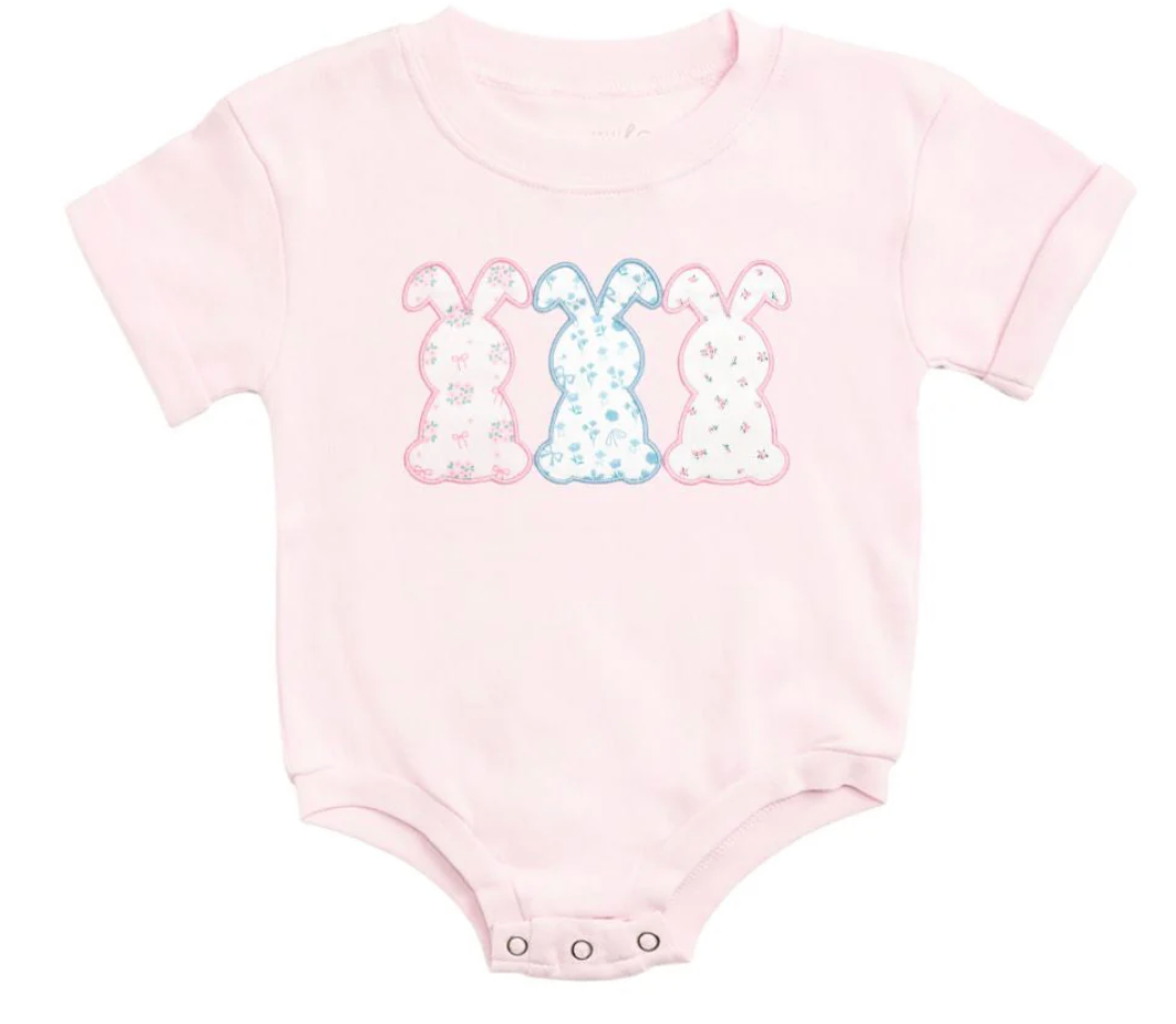 Sweet Wink Floral Bunny Patch Easter SS Romper