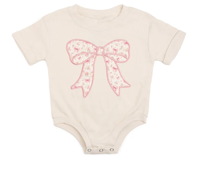 Sweet Wink Ditsy Floral Bow Patch SS Romper