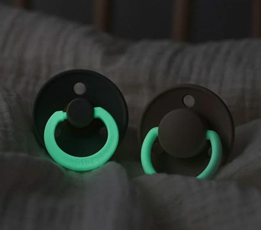 BIBS Colour GLOW Pacifiers 2 Pack - Blush/Vanilla