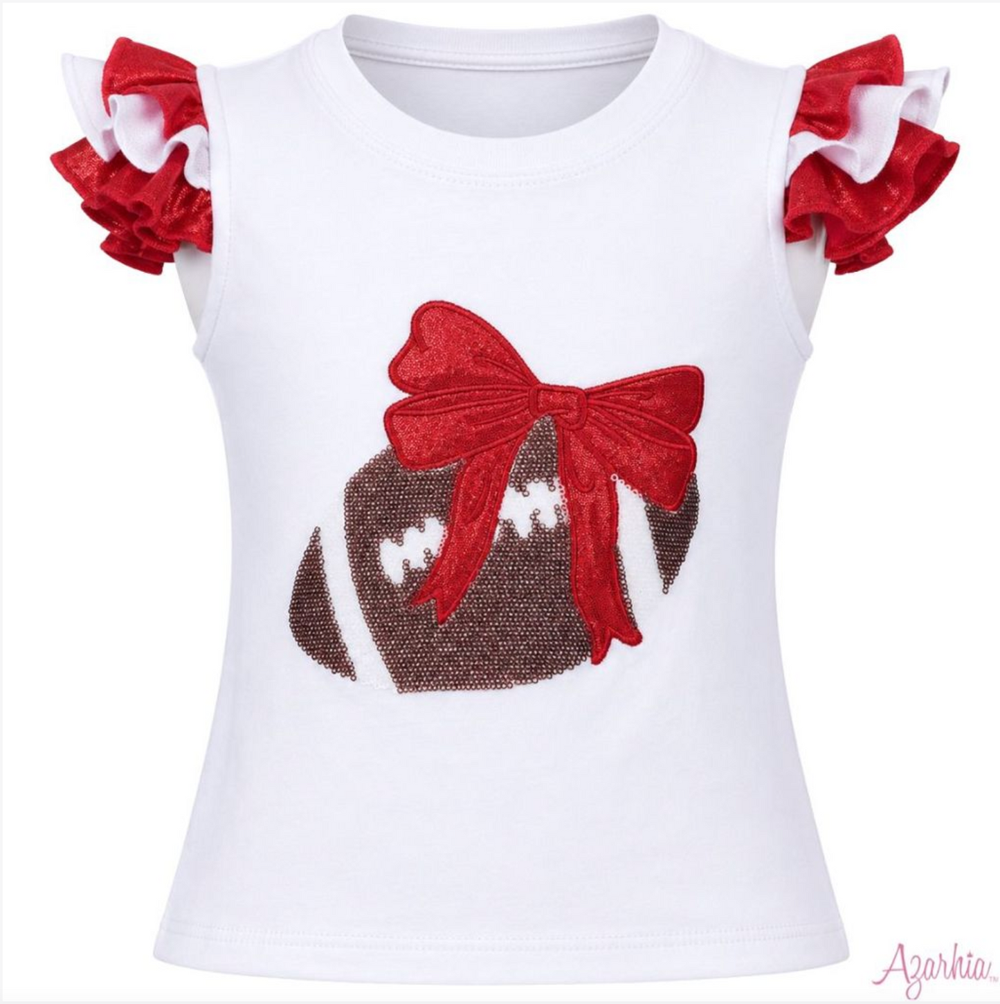 Azarhia Sequin Football Ruffle Sleeve - Red