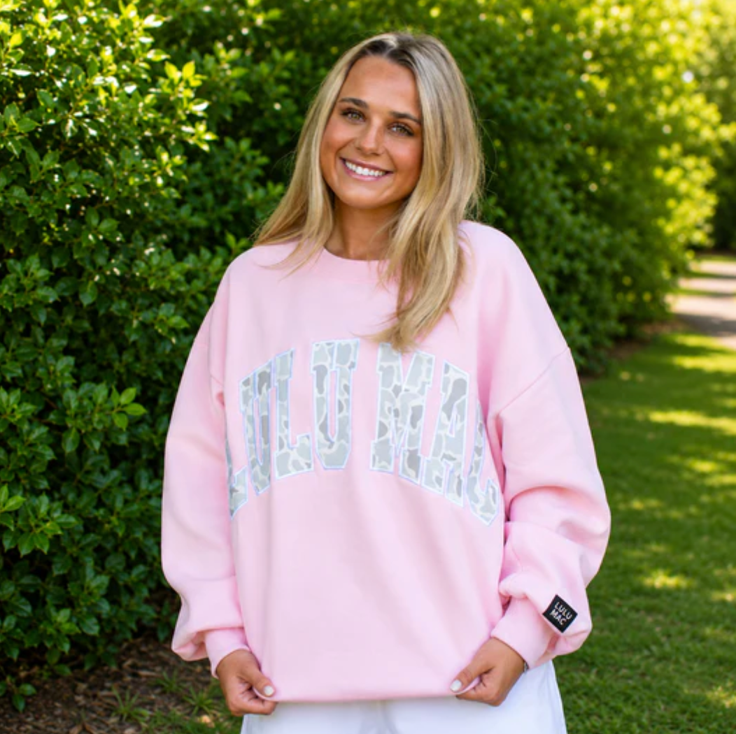 Lulu Mac Youth Sweatshirt Light Pink White Camo