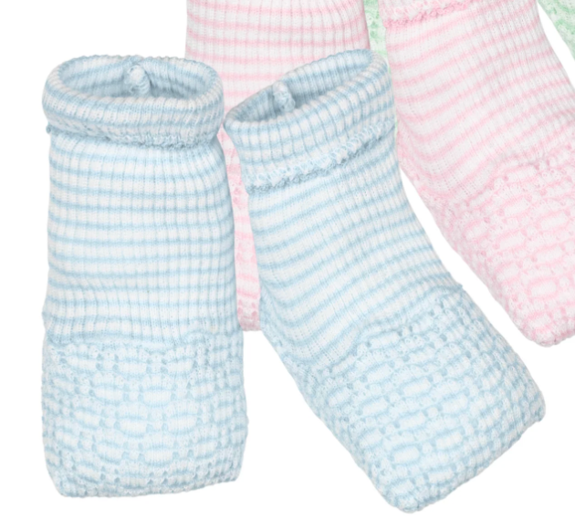 Paty Knit Solid Color Booties Blue w/out Bow