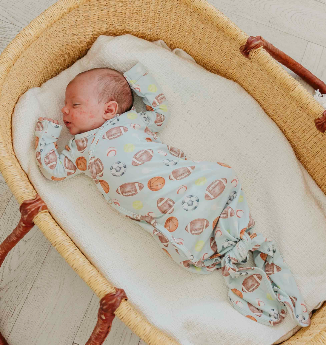 Copper Pearl Sports Medley Newborn Knotted Gown