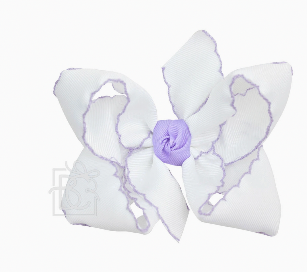 5.5" White Crochet Edge Bow