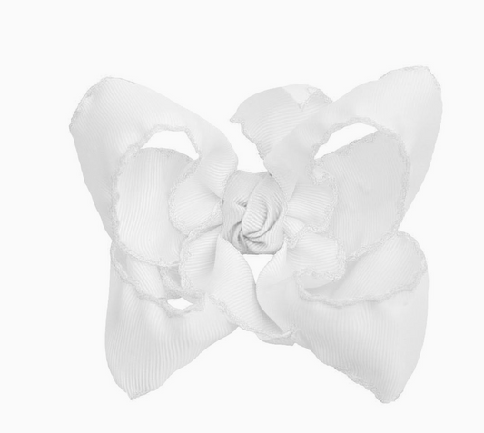 4.5" White Crochet Edge Bows