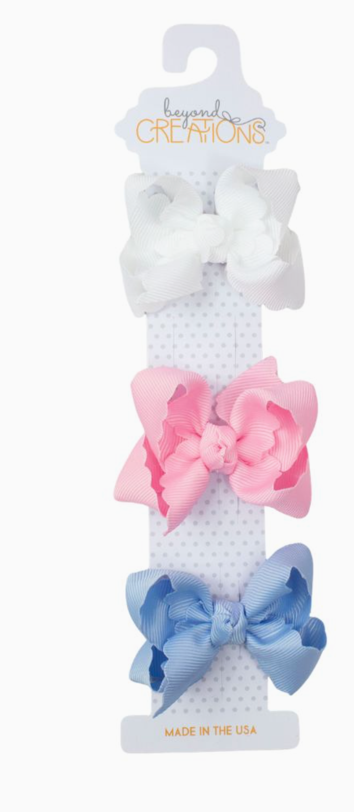 Beyond Creations 3 Pack - 3" Small Scalloped Edge Bow on Snap Clip