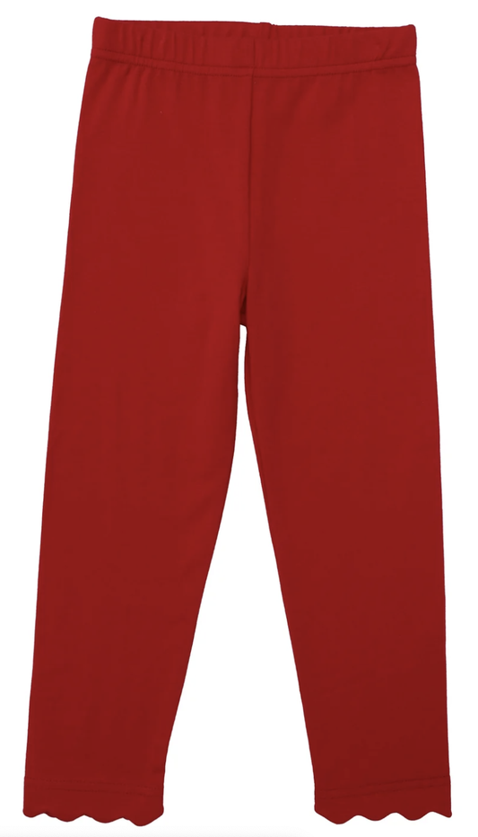 Trotter Street Kids Scallop Leggings Red