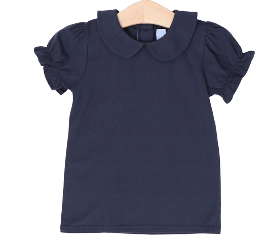 Trotter Street Kids Peter Pan Collar Shirt Navy