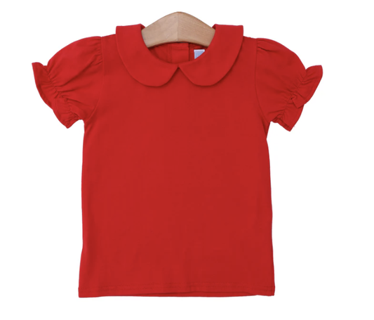 Trotter Street Kids Peter Pan Collar Shirt Red