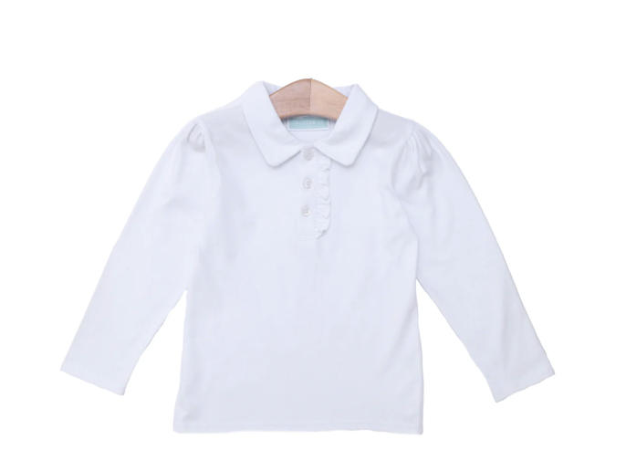 TSK Ruffle LS Polo White