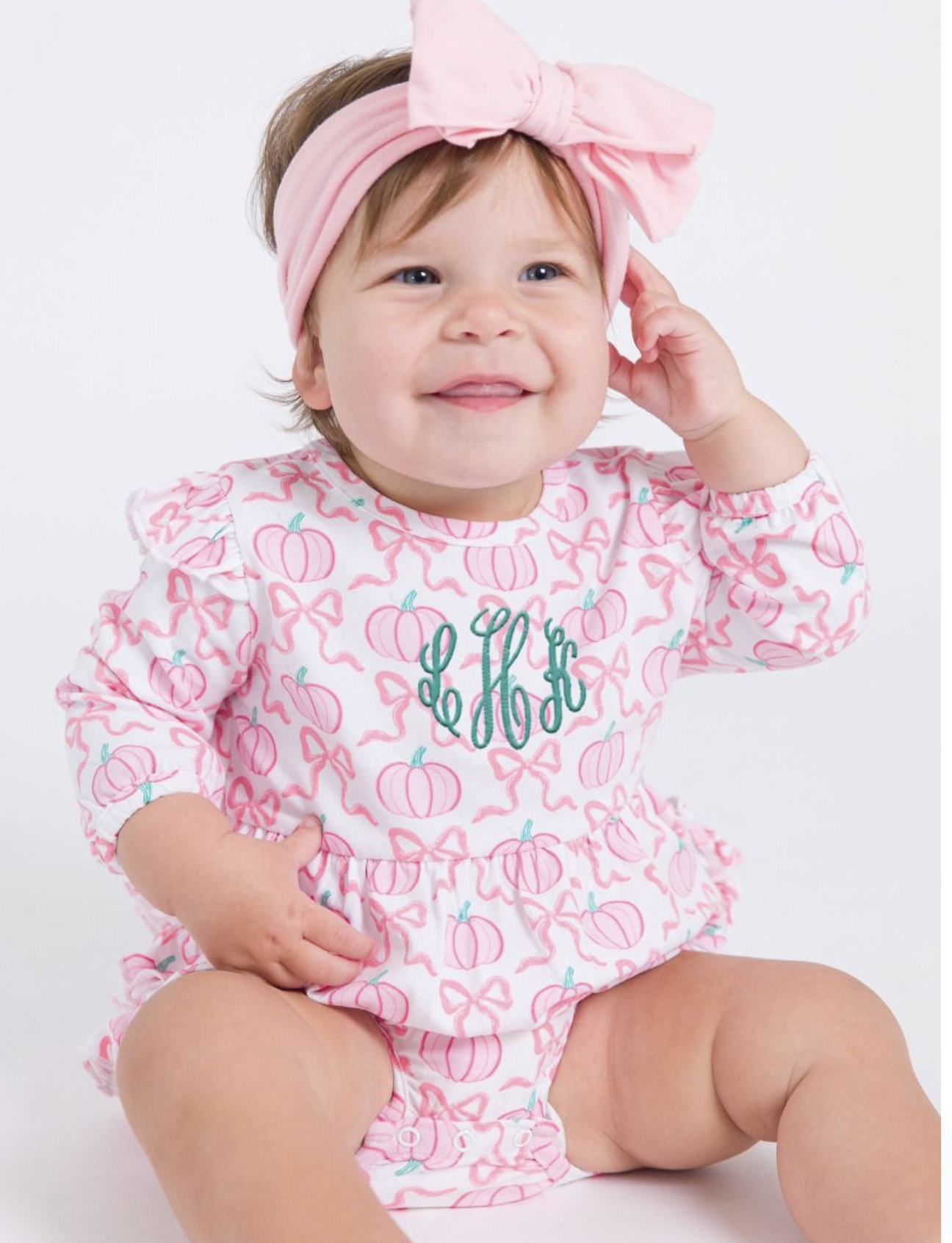 Ruffle Butts Pink Fairytale Pumpkins L/S Romper