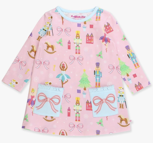 RuffleButts Sugarplum Dreams L/S  Dress