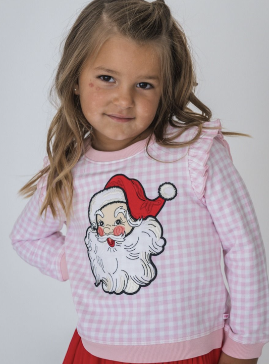 RuffleButts Dear Santa Gingham Sweatshirt