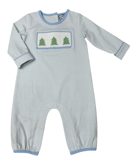 Three Sisters Christmas Tree Smocked Romper