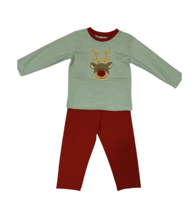 Three Sisters Reindeer Applique Pant Set