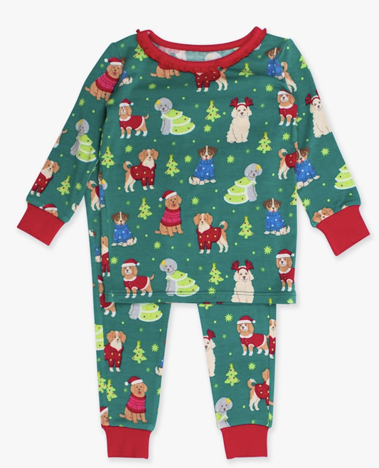 Ruffle Butts Paw-liday Pals Ruffle L/S PJ Set