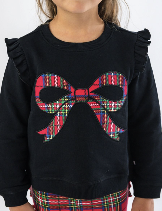 Ruffle Butts Nicholas Plaid Bow Applique Sweatshirt