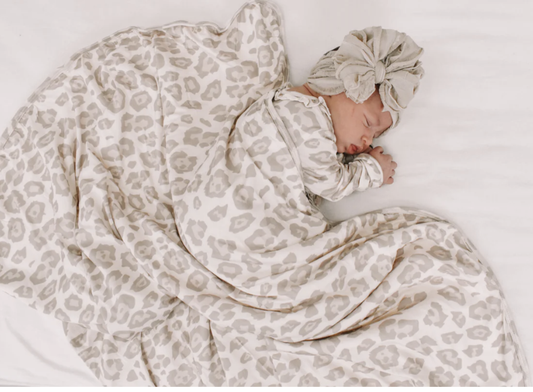 Rockin Royalty Natural Leopard Plush Swaddle