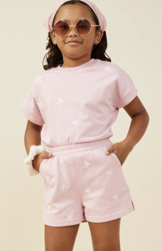 Hayden Girl  Mauve Bow Short Set