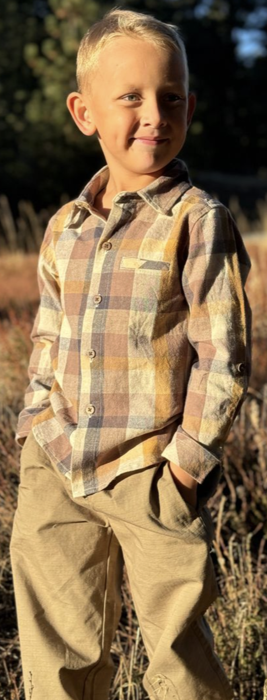 Me & Henry Brown Madras Shirt
