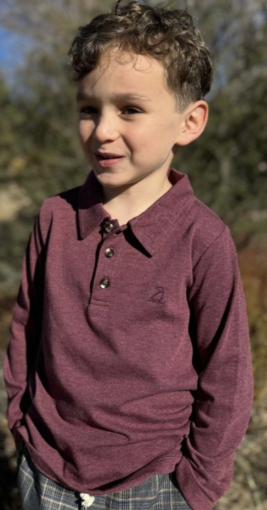 Me & Henry Burgundy Polo