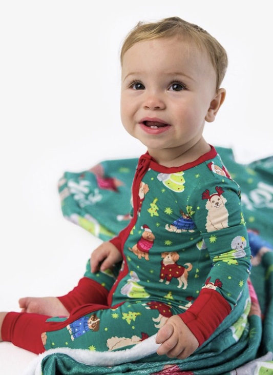 RuffleButts Paw-liday Pals One Piece PJ- Boys