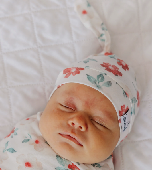 Copper Pearl Noel Top Knot Hat