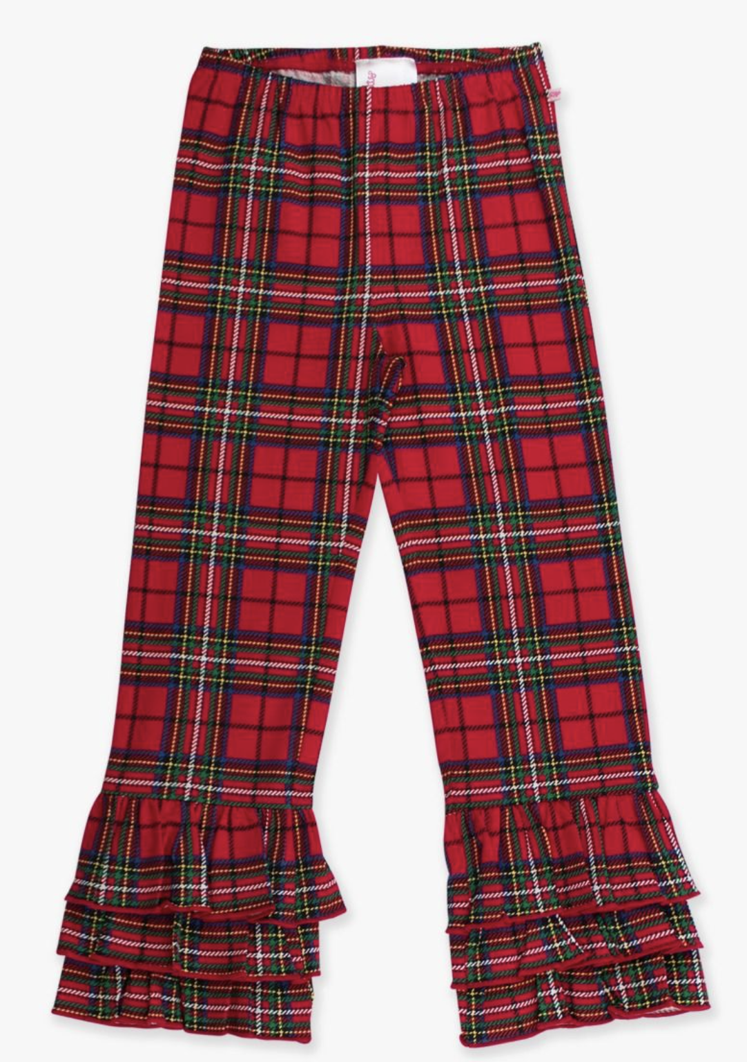 RuffleButts Red Nicholas Plaid Ruffle Flaire Pants
