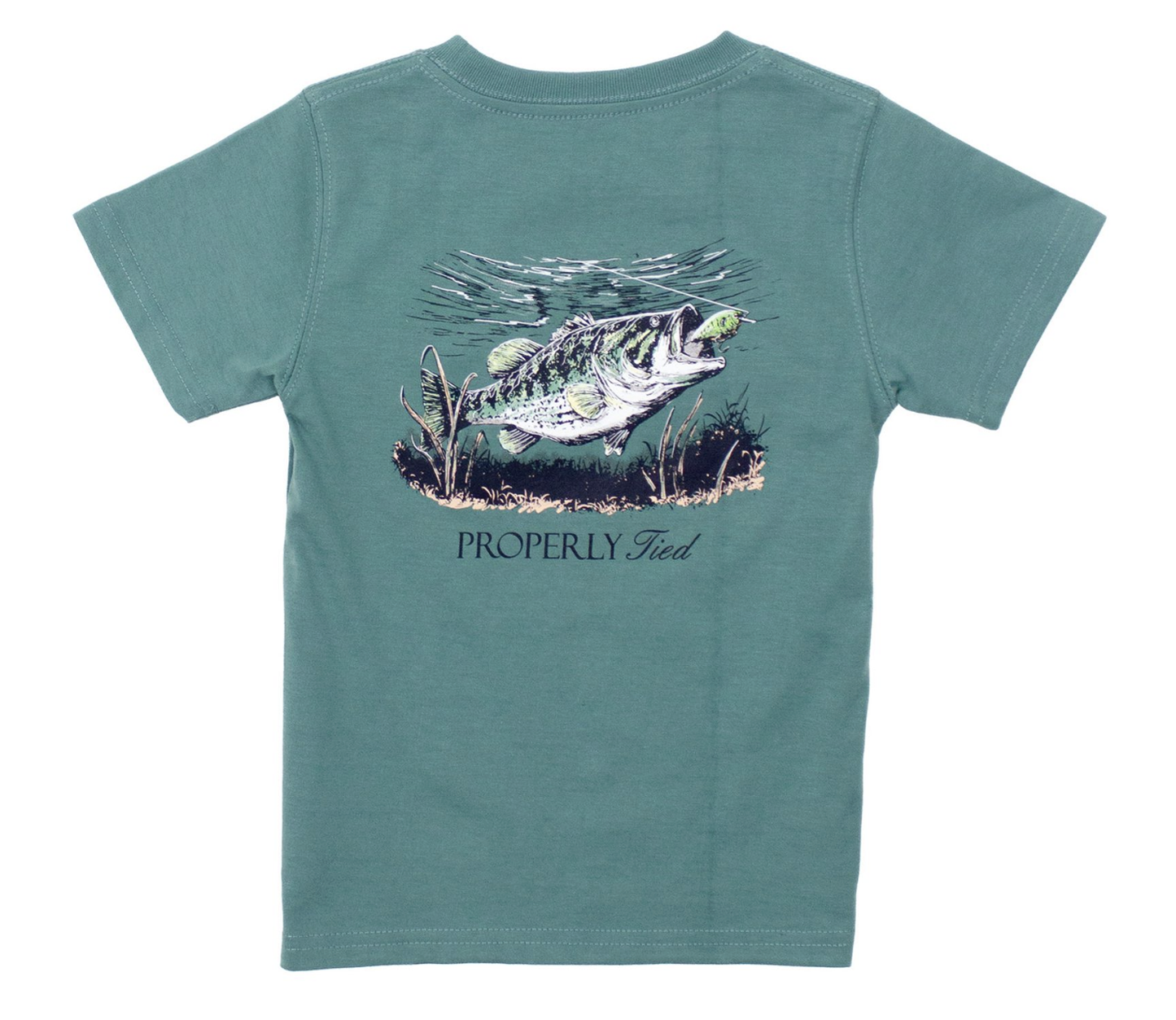 Properly Tied Boys Set the Hook SS T Shirt - Marine Green