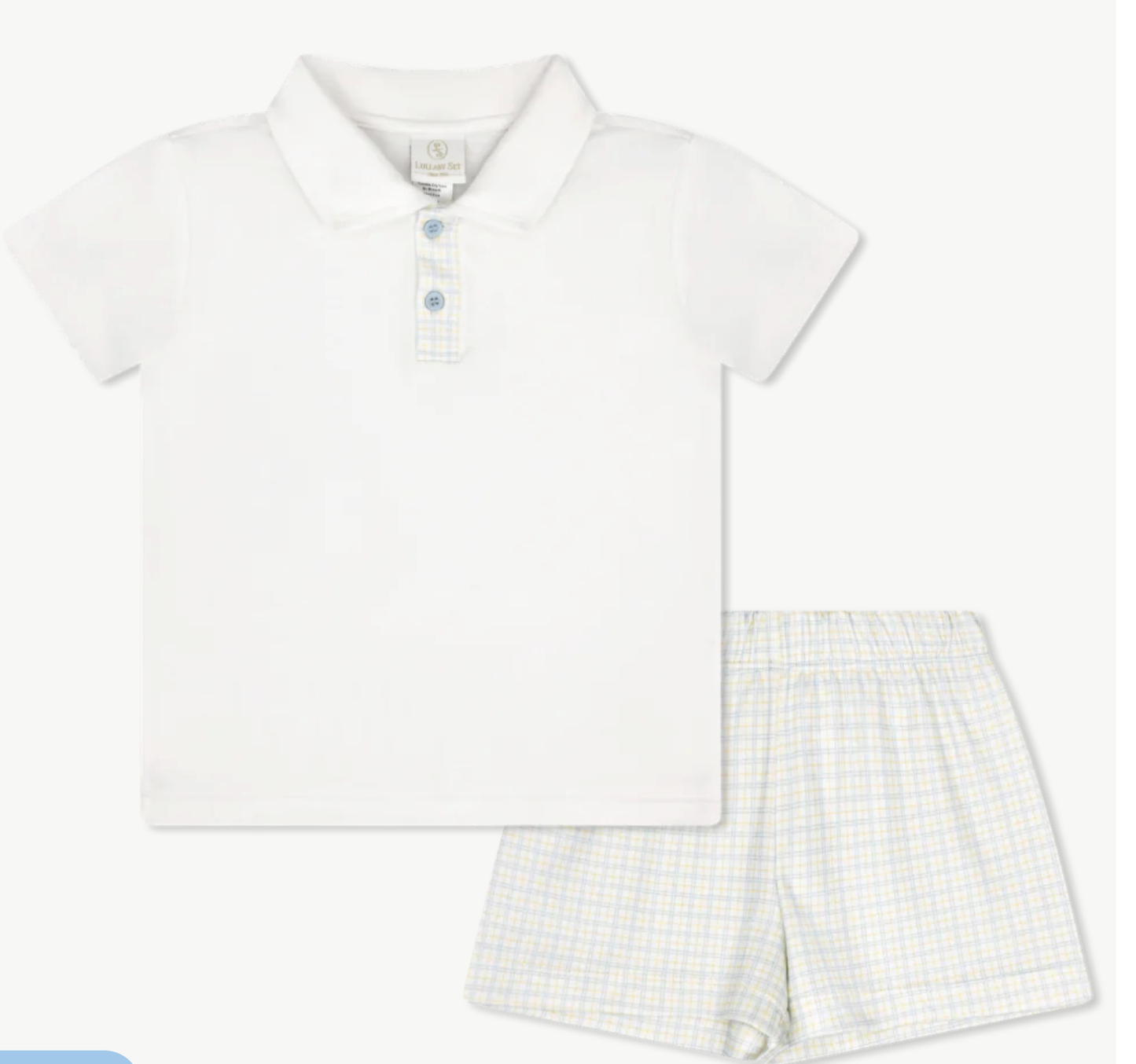 Lullaby Set Parker Polo Short Set - Cornflower Check