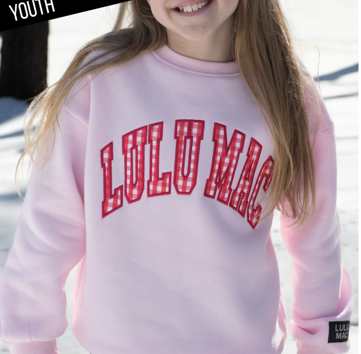 Lulu Mac Youth Pink/Red Gingham Sweatshirt