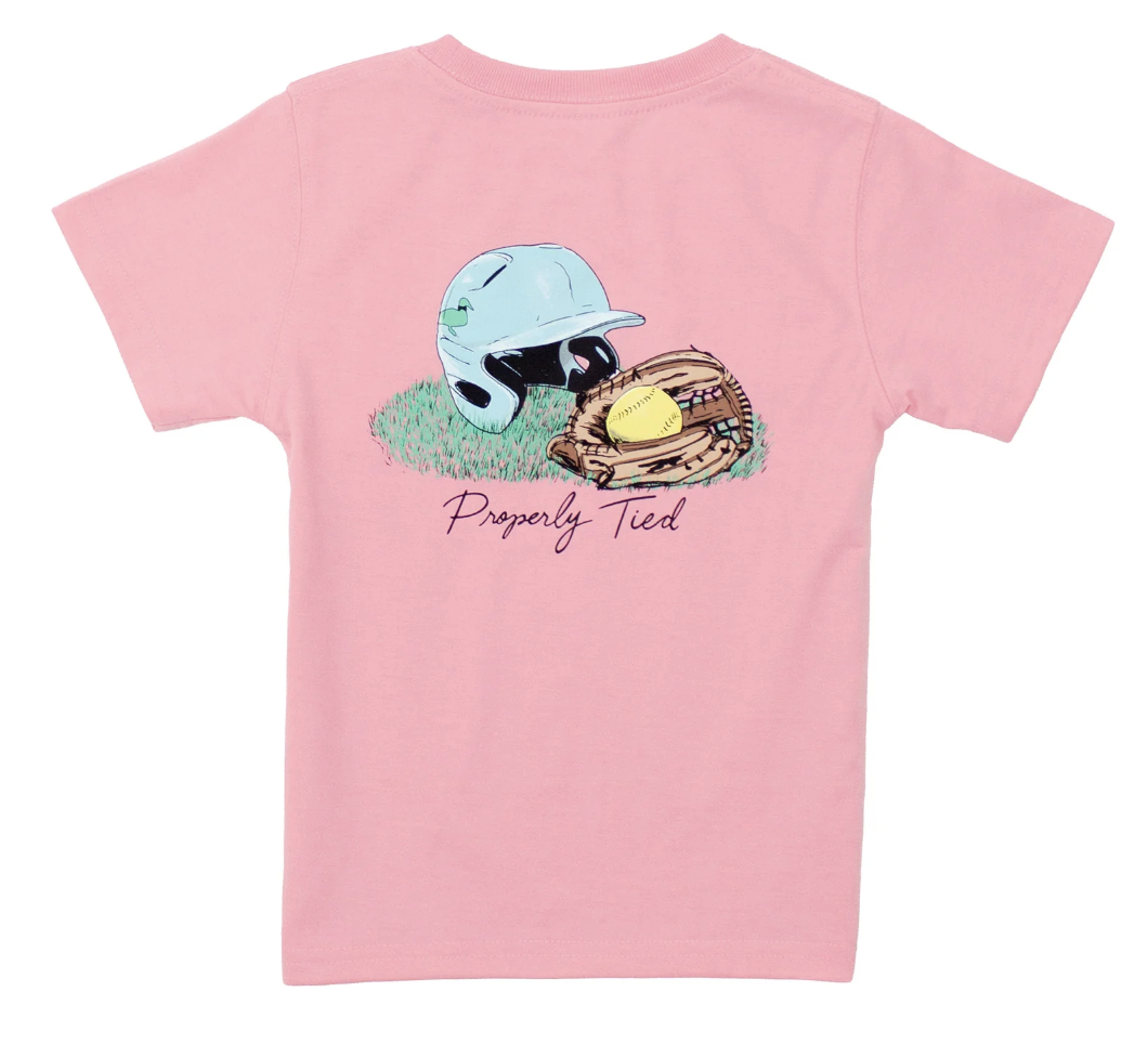 Properly Tied Girls Softball SS - Lt Pink