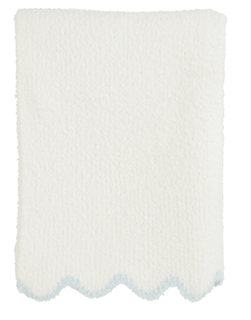 Mud Pie Blue Scallop Chenille Blanket
