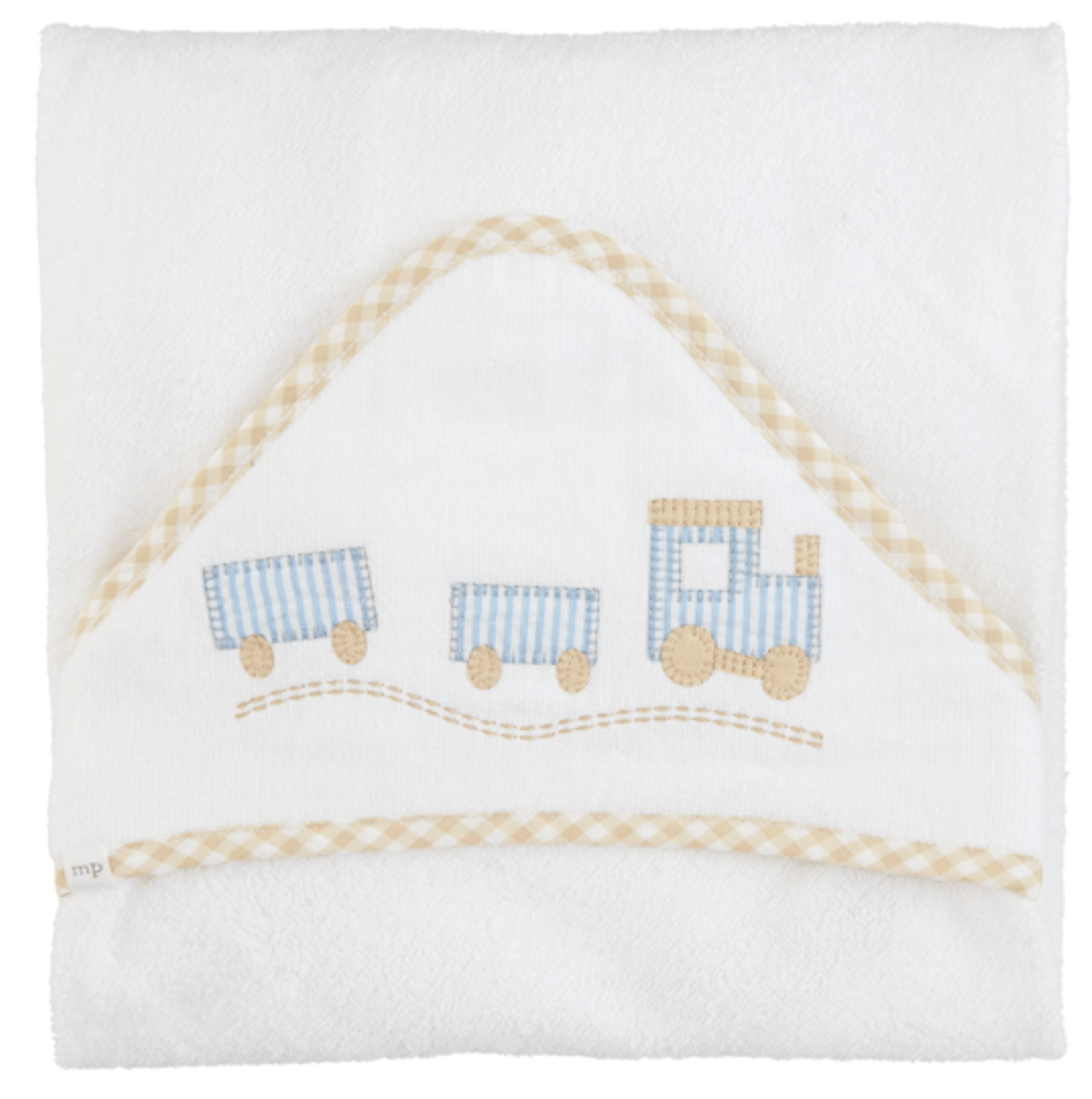 Mud Pie Train Hooded Towel