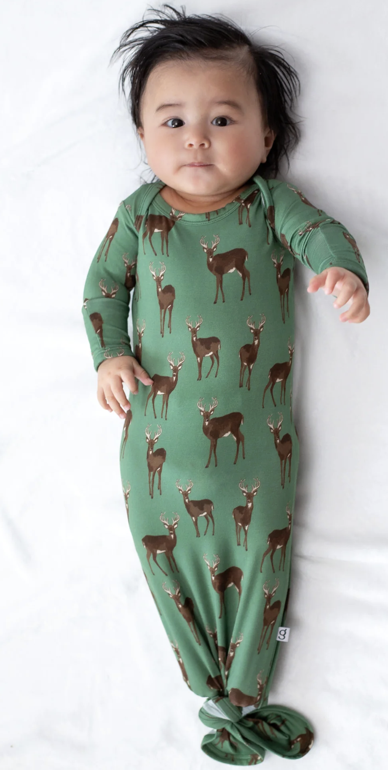 Goosies Knotted Infant Gown - Deer - 0/3M