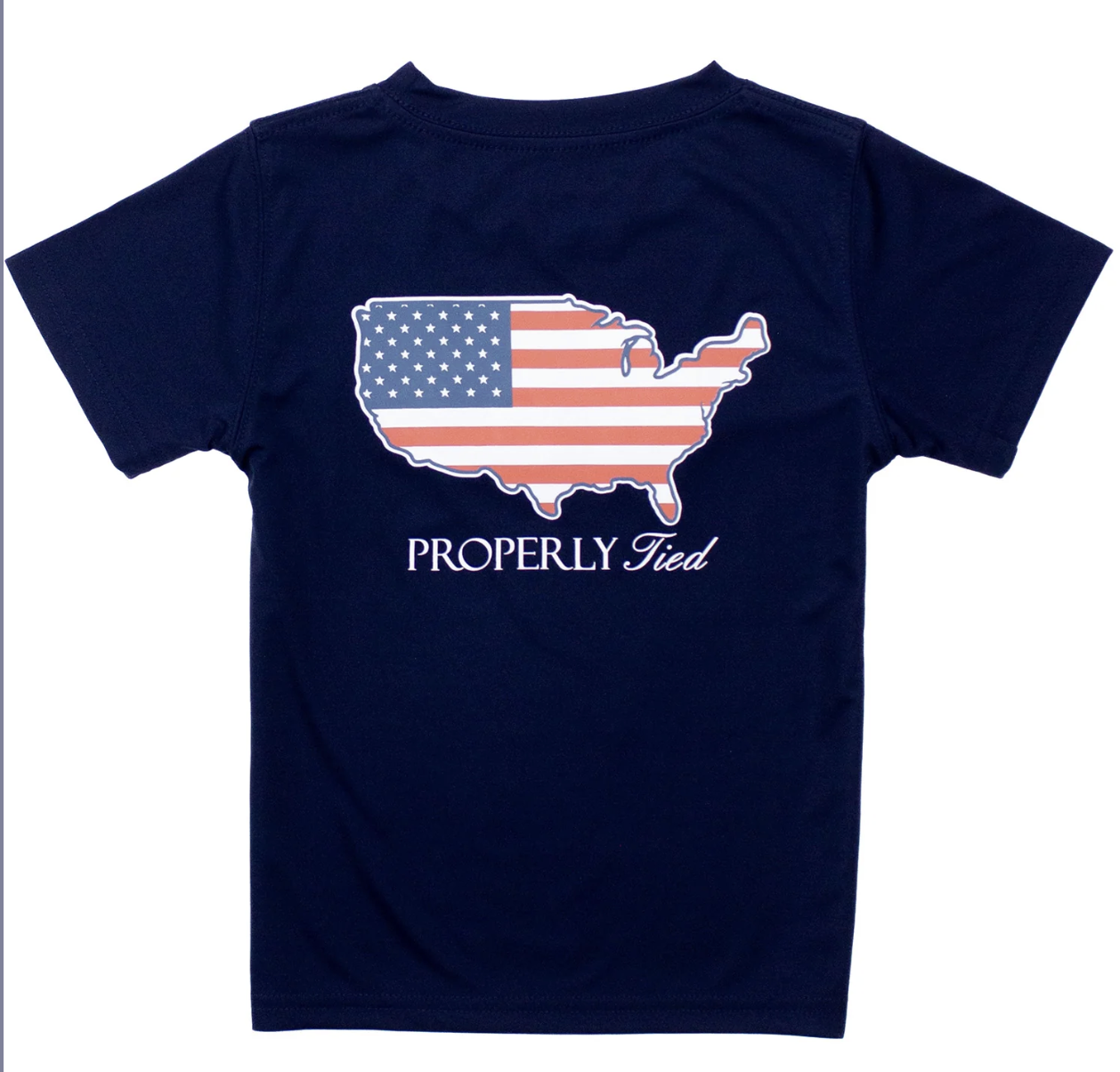 Properly Tied Boys Performance Tee Old Glory River Blue
