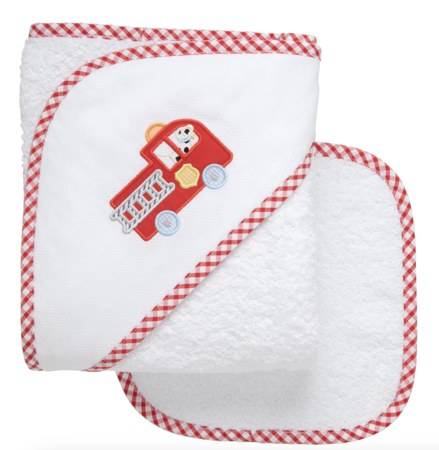 Rescue Squad Fire Truck Hooded Towel & Washcloth Set