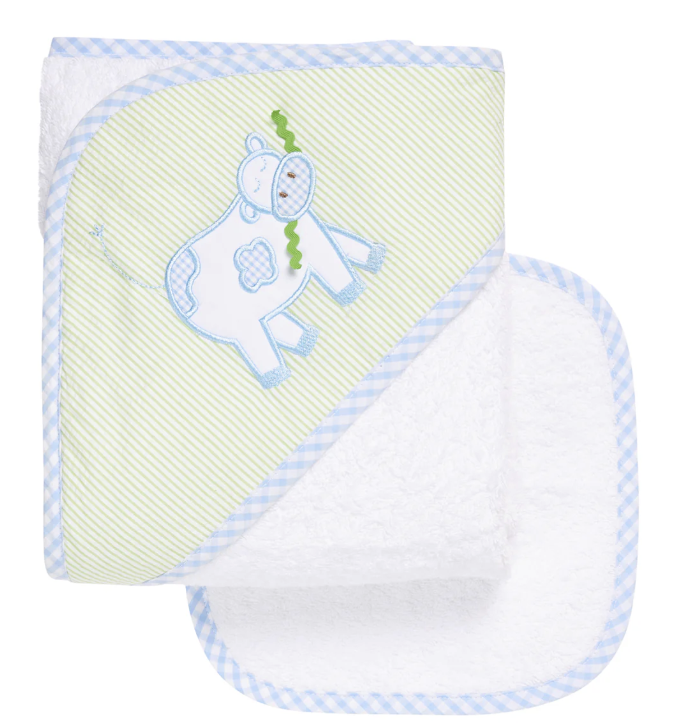 Moo-velous Bathtime Hooded Towel & Washcloth Set/Blue