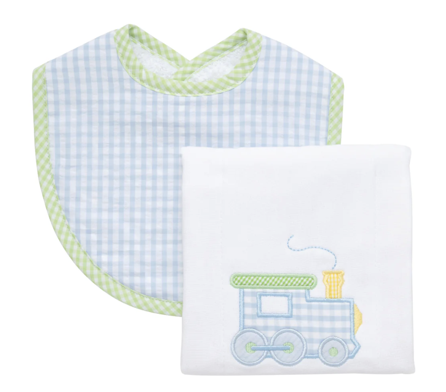All Aboard Train Bib & Burp Set