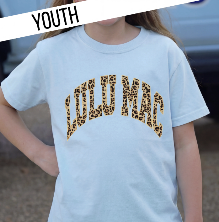Lulu Mac Leopard Youth Tee - Chambray