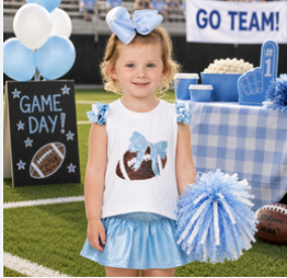 Azarhia Sequin Football Ruffle Sleeve - Lt BLue