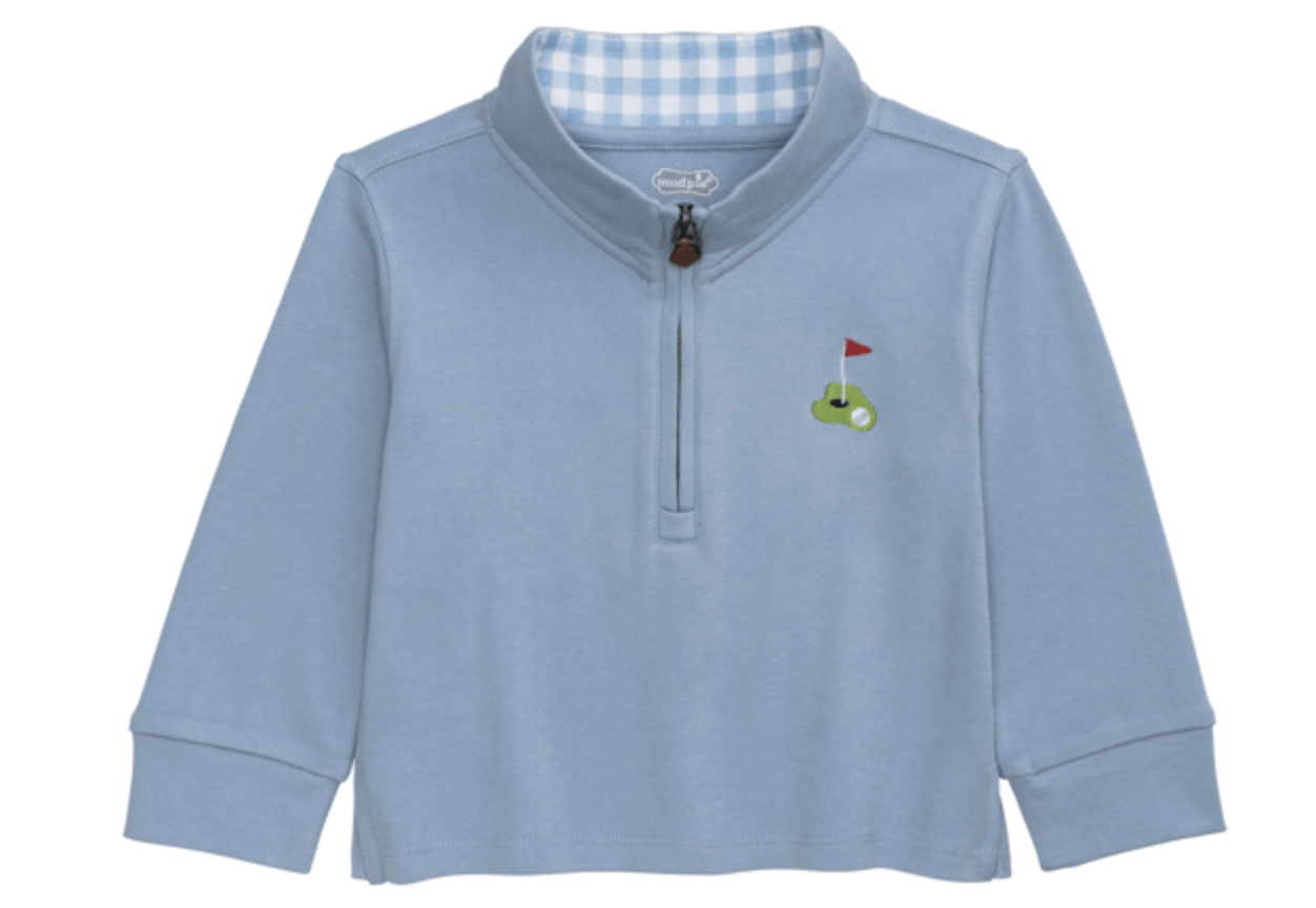 Mud Pie Golf Quarter Zip Pullover - Lt BLue