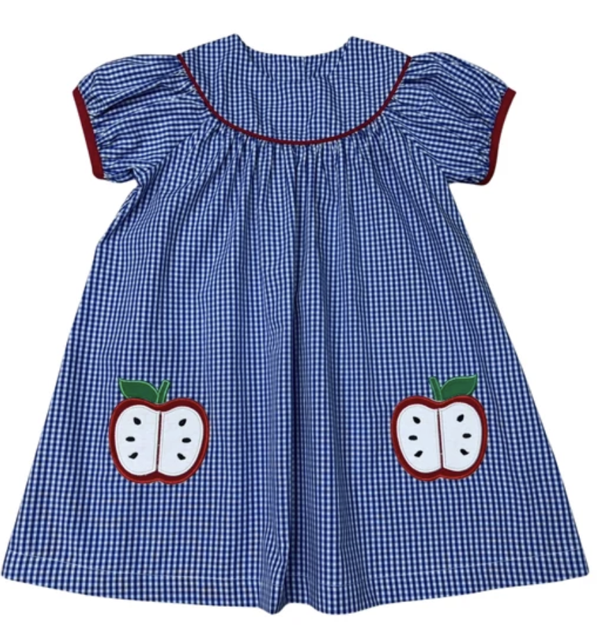 Delaney Applique Apple Pockets Dress
