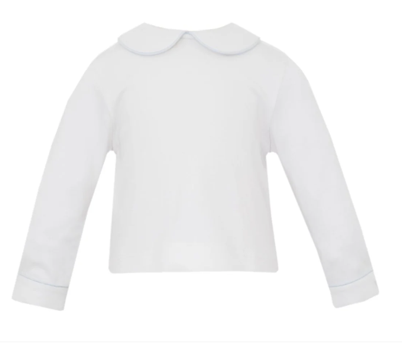 Petit Bebe White Knit Shirt w/Lt Blue Pipping - Boy