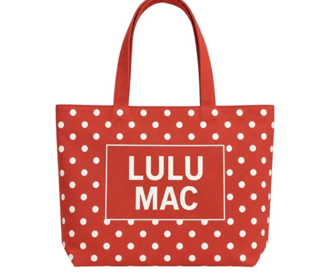 Lulu Mac Canvas Tote - White Dot on Red