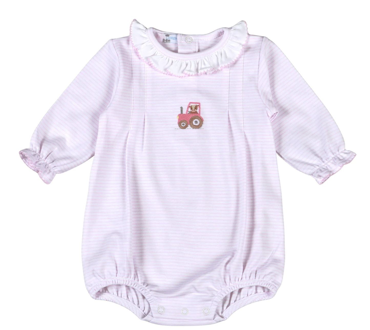 Baby Loren Pink Baby Tractor Pima Bubble